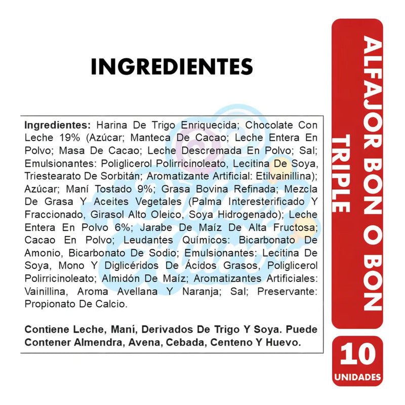 Alfajor Bon O Bon Triple Capa Sabor Original (pack 10 Un)