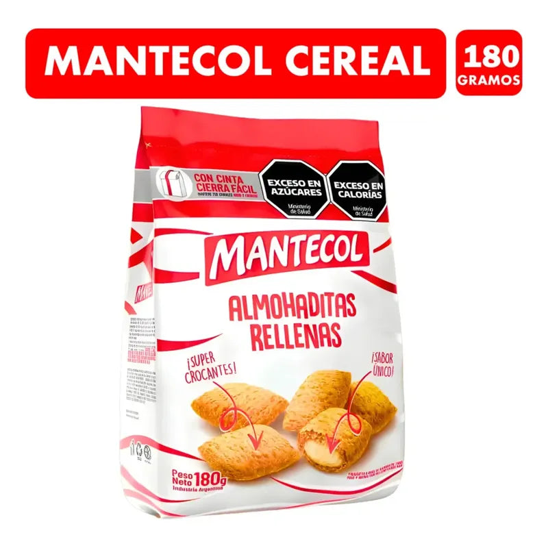 Mantecol Almohaditas Rellenas Crocantes - Bolsa 180 Gramos