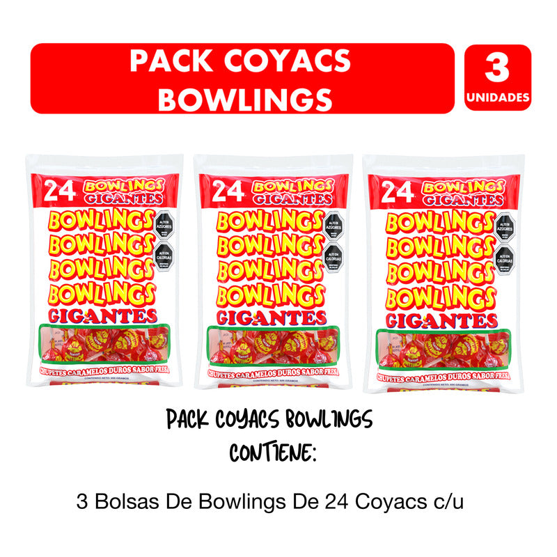 Coyacs Bowling Rojo Sabor Fresa Fruna - Pack De 3 Bolsas