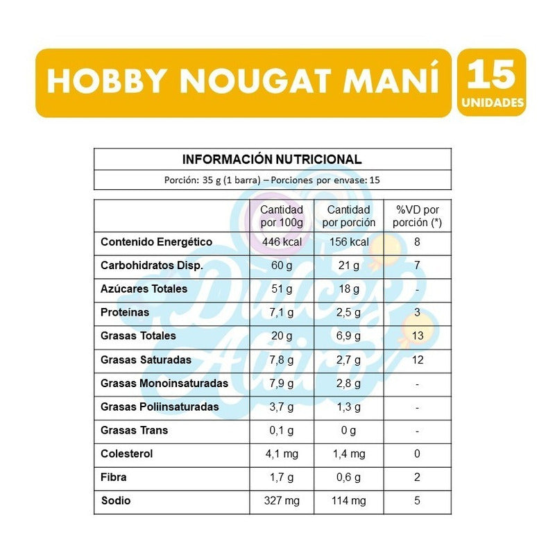 Hobby Tradicional - Nougat Maní De Arcor (caja Con 15 Uni)