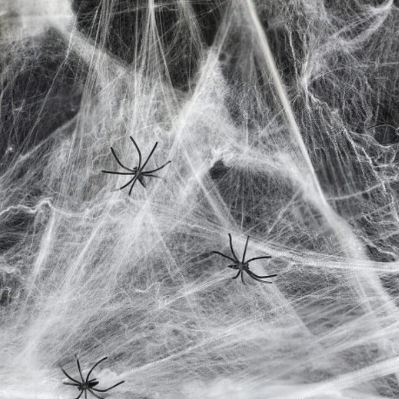 Telaraña Blanca Decorativa Halloween Por Mayor- Pack De 120u