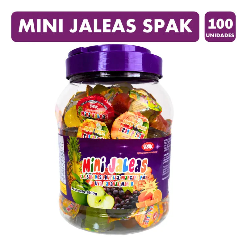 Mini Jaleas Sabores Frutales De Spak - Pote Con 100 Unidades