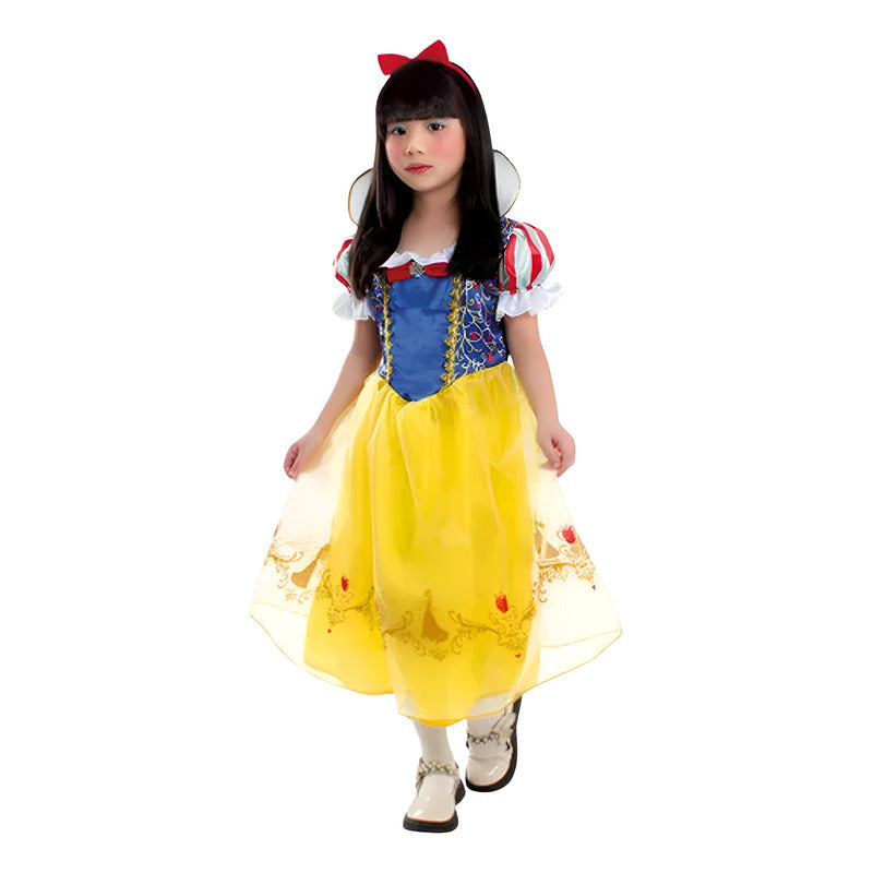 Disfraz Princesa Blanquita Con Cintillo Infantil Niña Amarillo 7-9
