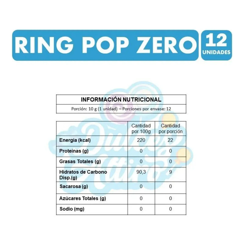 Ring Pop Zero Sin Azúcar - Anillos De Sabores Surtidos