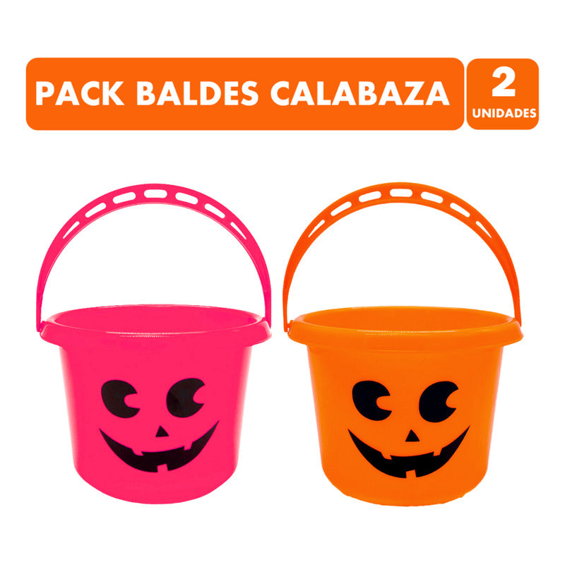 Baldes Calabaza De Halloween Recipiente De Dulces Pack 2 Un