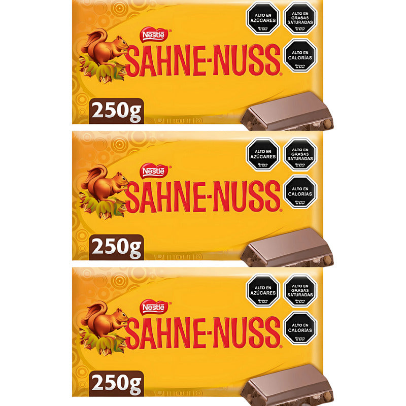 Sahne Nuss Barra De 250gr De Nestle (pack De 3 Unidades)