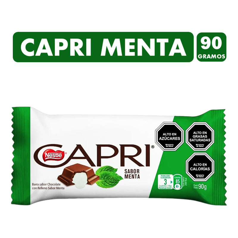 Capri Menta - Chocolate Con Relleno De Menta - Barra De 90gr