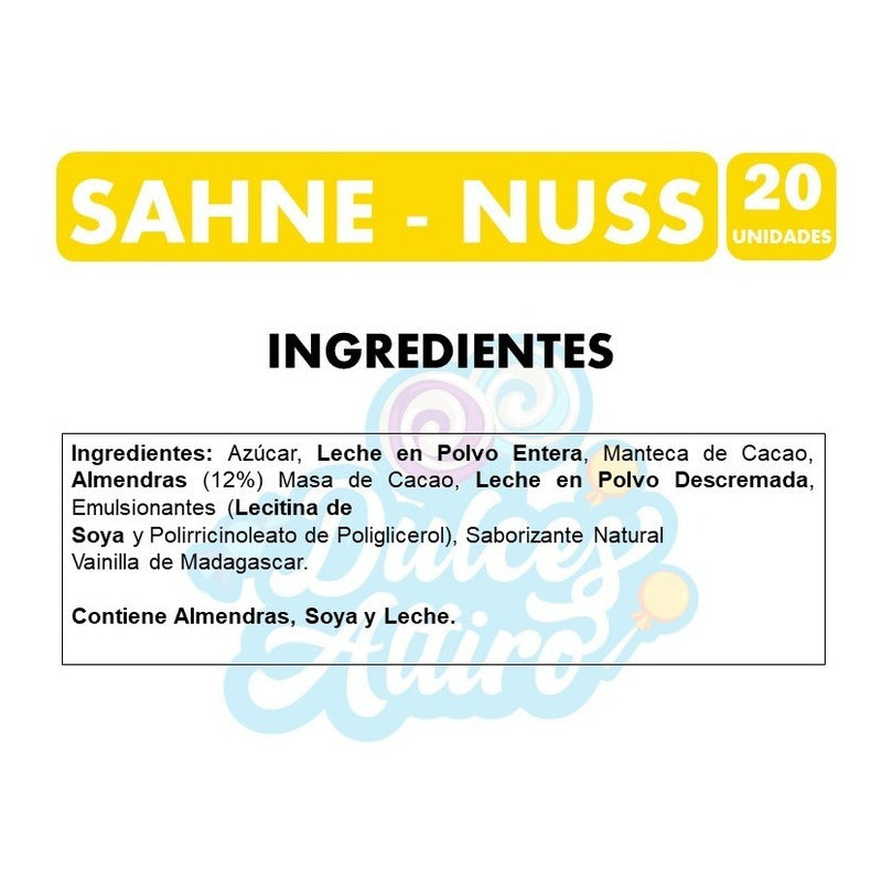 Chocolate Nestlé Sahne-nuss (contiene 20 Unidades)