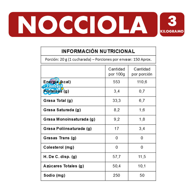 Crema De Avellanas Nocciola De Valentte (pote Con 3 Kg)