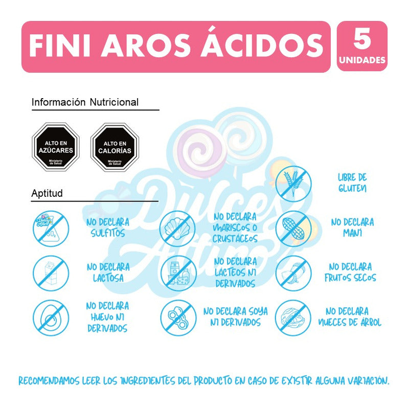 Pack De Gomitas Fini Aros Ácidos 90g (pack 5 Unidades)