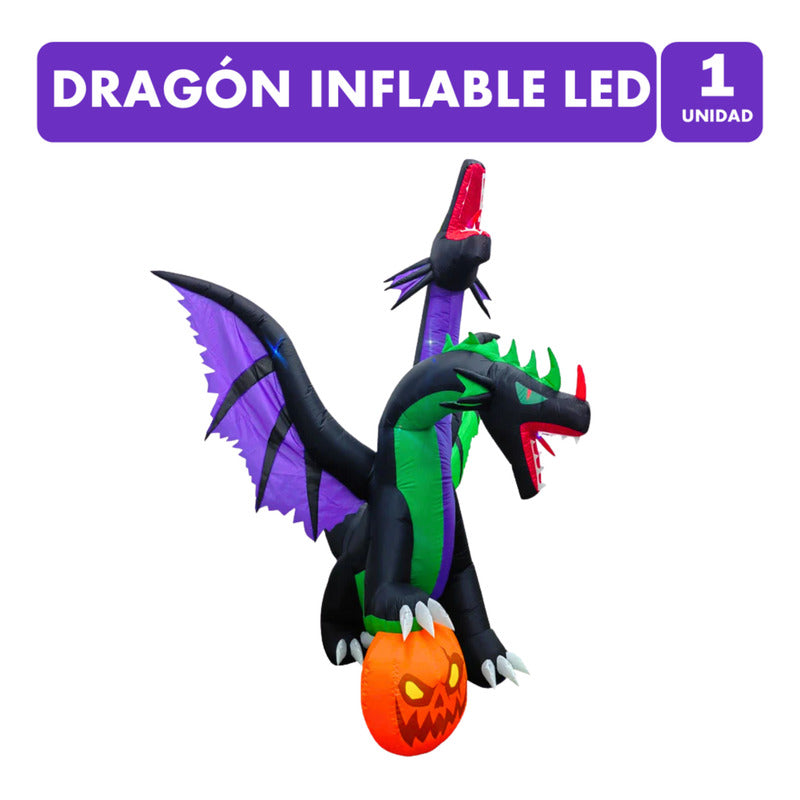 Decoración Gigante Dragón Inflable Led Para Halloween(210cm) Negro