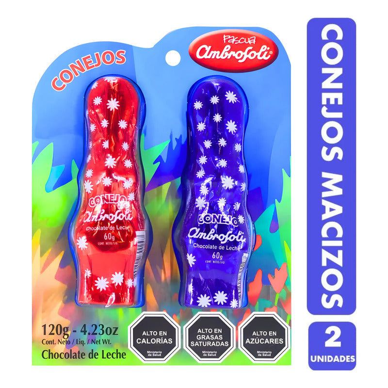 Conejos De Pascua Chocolate Ambrosoli - Pack De 2 Unidades