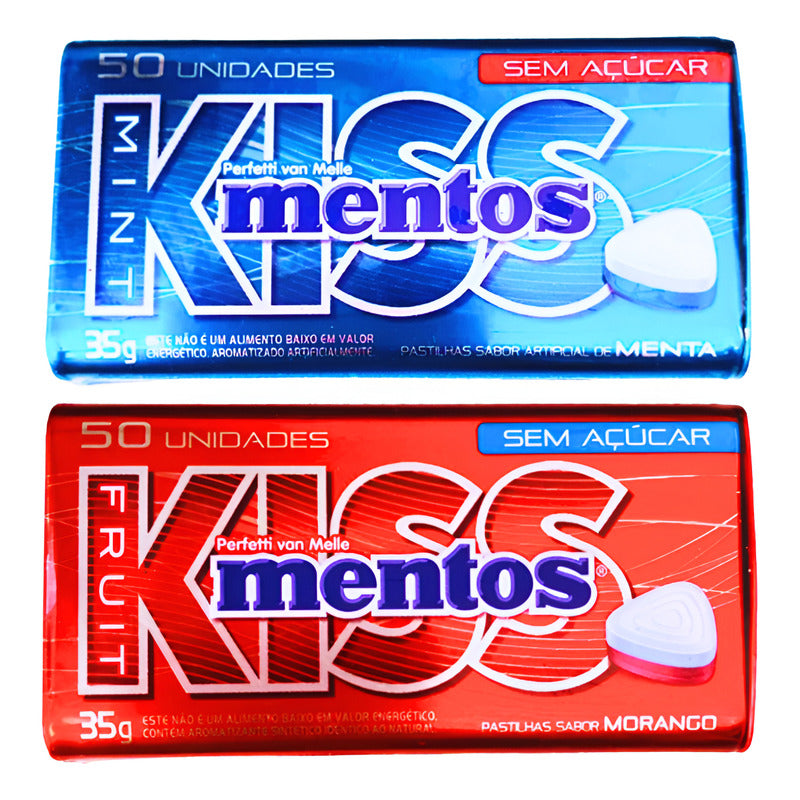 Pack 2 Caramelos Mentos Kiss Fresa Y Menta (sin Azúcar)