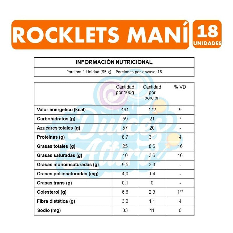 Rocklets Maní Arcor (caja Con 18 Unidades)
