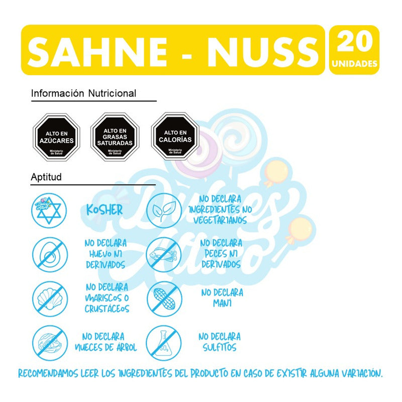 Chocolate Nestlé Sahne-nuss (contiene 20 Unidades)