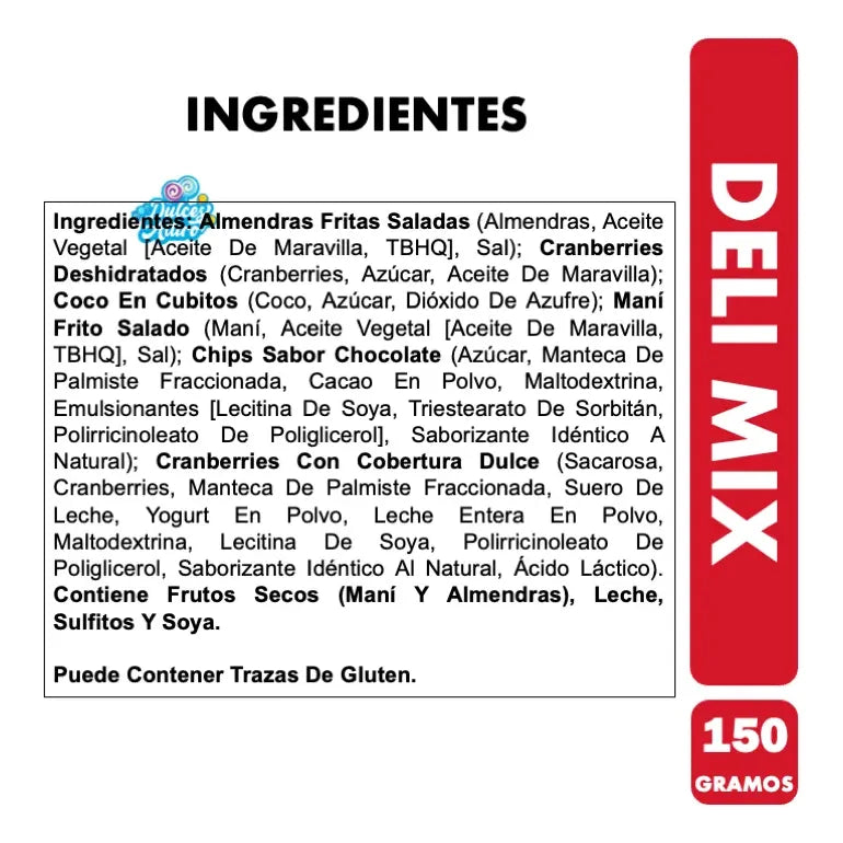 Deli Mix Almendras Cranberries Coco Maní Chips De Chocolate