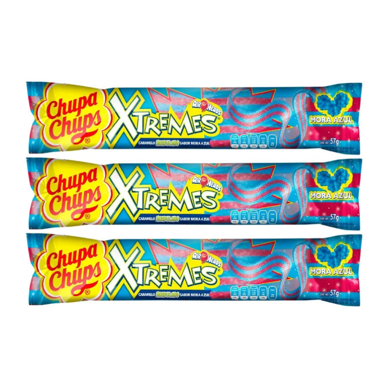 Gomitas Ácidas Xtremes Chupa Chups - Sabor Mora Azul (3 Uni)