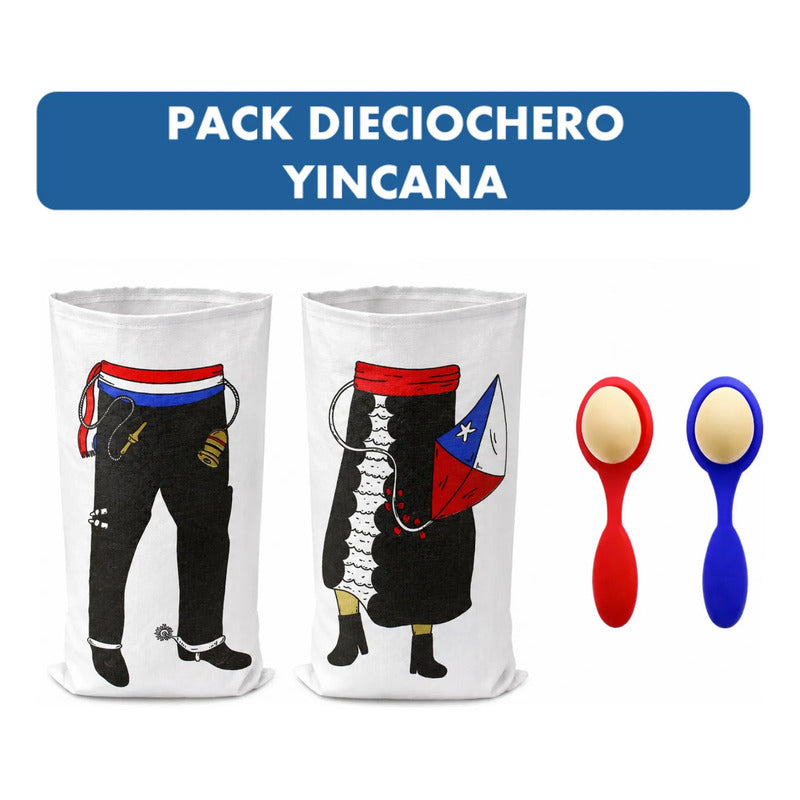 Yincana Dieciochera (pack 2 Sacos + 2 Cucharas Con Huevos)