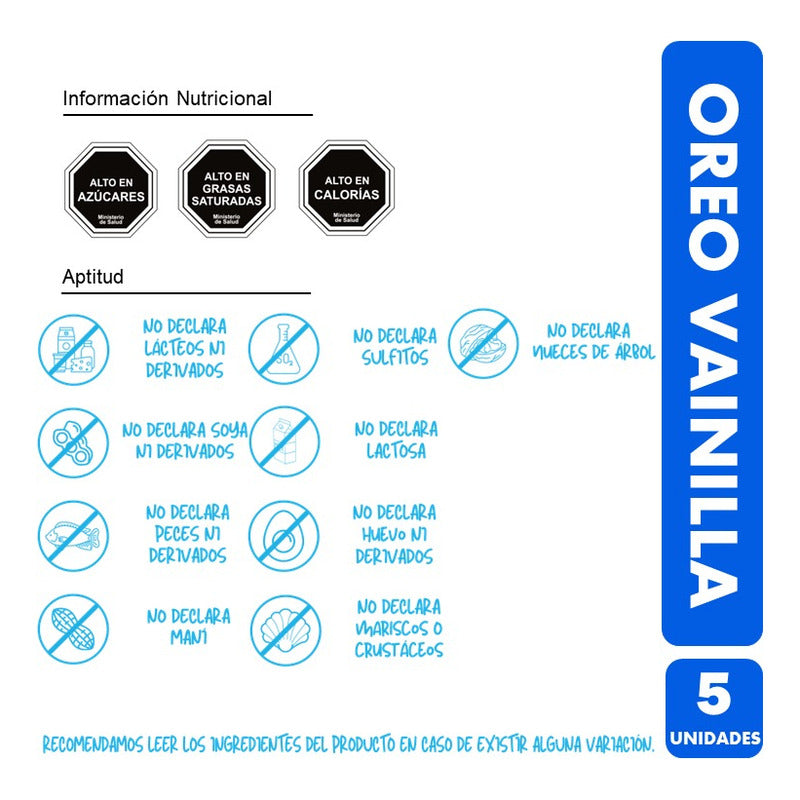 Galletas Oreo Sabor Vainilla - Para Colación (pack 5 Uni)