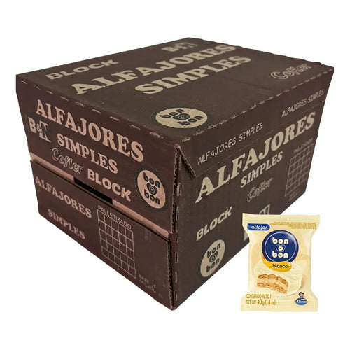 Alfajor Bon O Bon Chocolate Blanco - Caja Con 40 Unidades