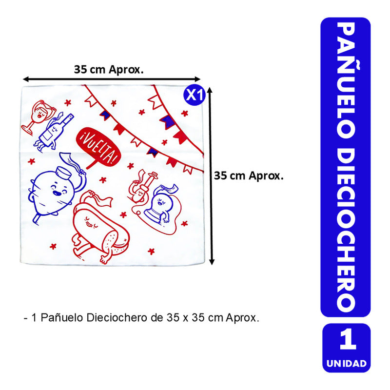 Pañuelo Para El 18 Con Diseño Tipico Entretenido (unitario)