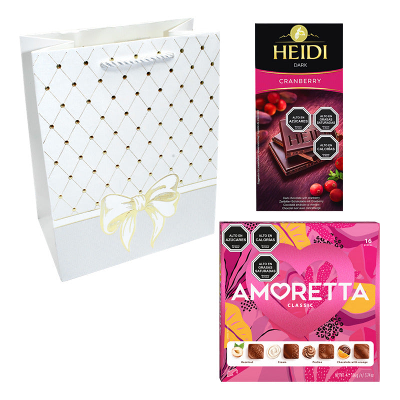 Pack Pralinés Amoretta Classic + Chocolate Heidi + Bolsa