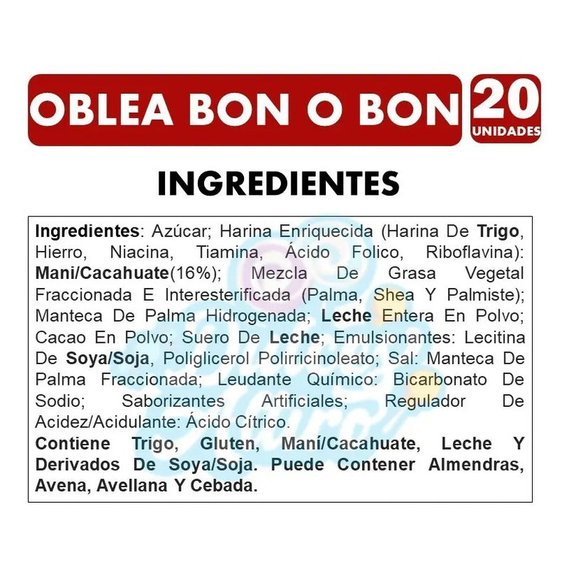 Oblea Bon O Bon Display 20 Unidades 27gr