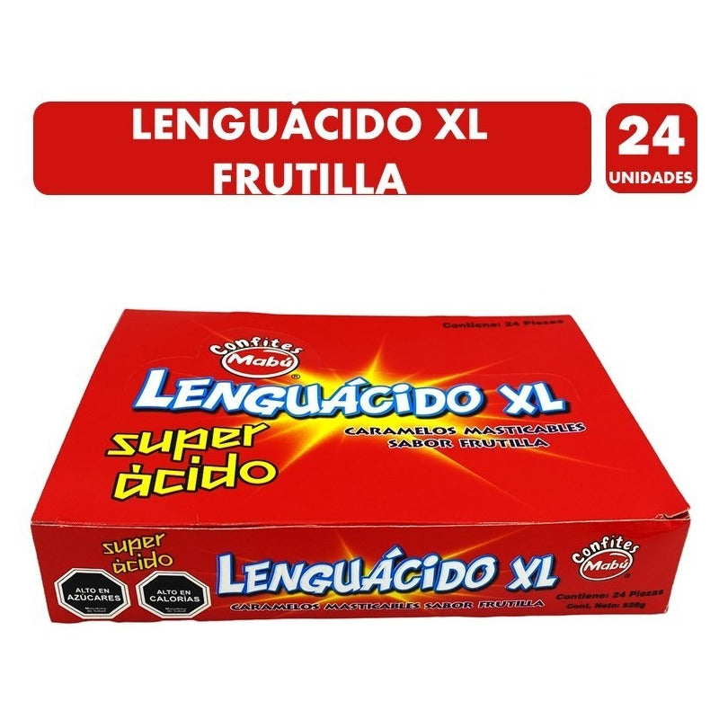 Dulces Lenguácidos Xl, Sabor Frutilla, Mabú (caja Con 24 Un)