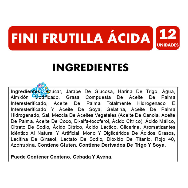 Gomitas Fini Tubos Sabor Frutilla Ácida (display 12 Uni)