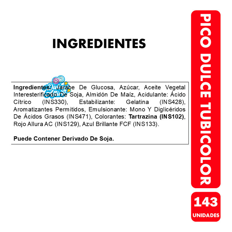 Pico Dulce Tubicolor - Masticables Sabores Frutales (500gr)