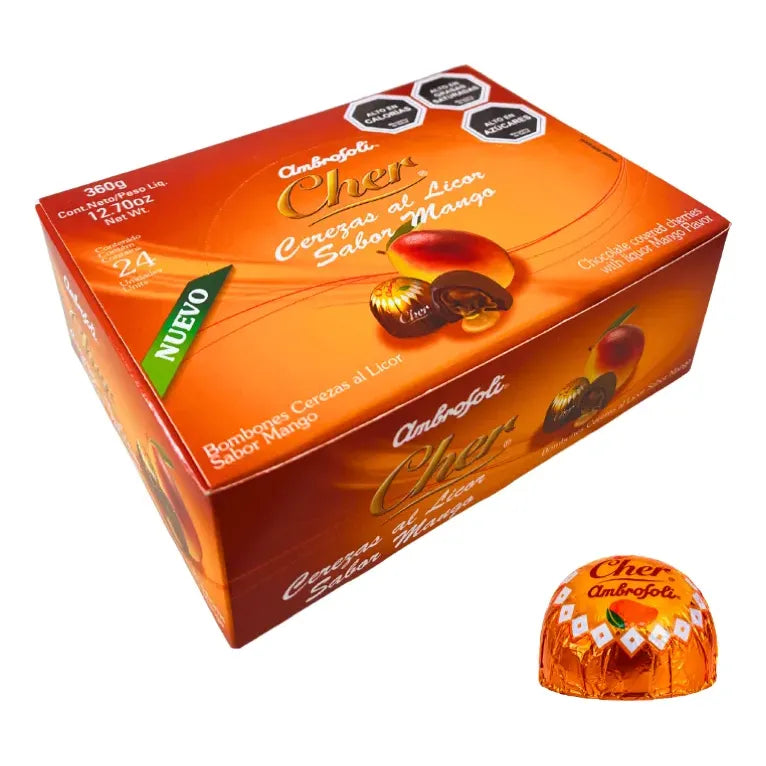 Cerezas Al Cognac Sabor Mango De Ambrosoli (caja 24 Uni)