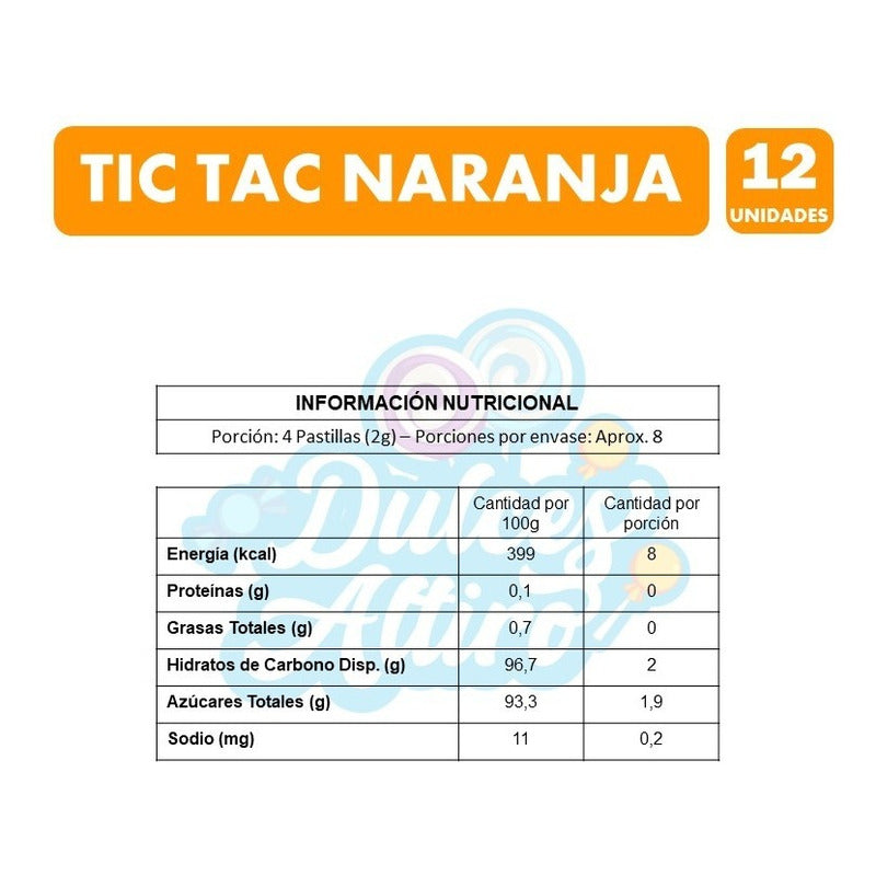 Caramelo Tic Tac Naranja (caja Con 12 Unidades)