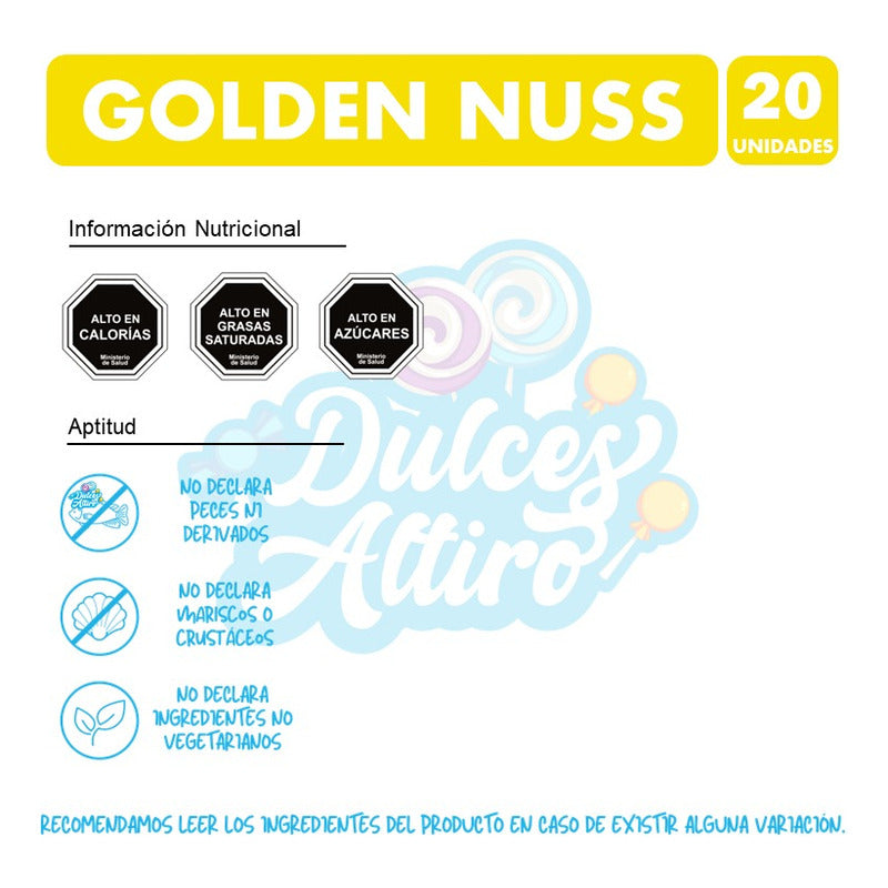 Golden Nuss - Chocolate En Formato Pequeño (caja Con 20 Un)