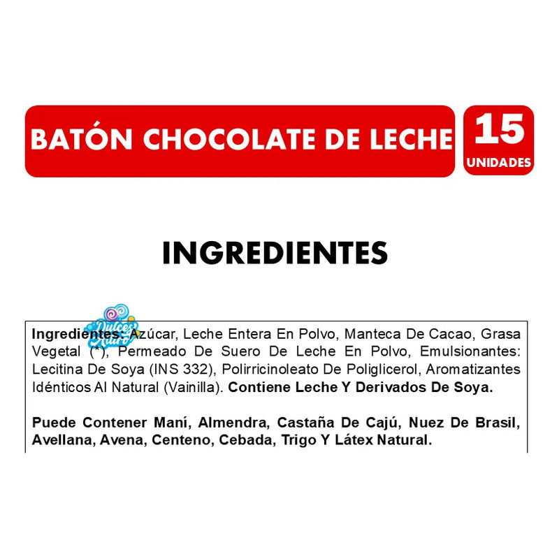 Batón Chocolate De Leche De Garoto (caja Con 15 Unidades)