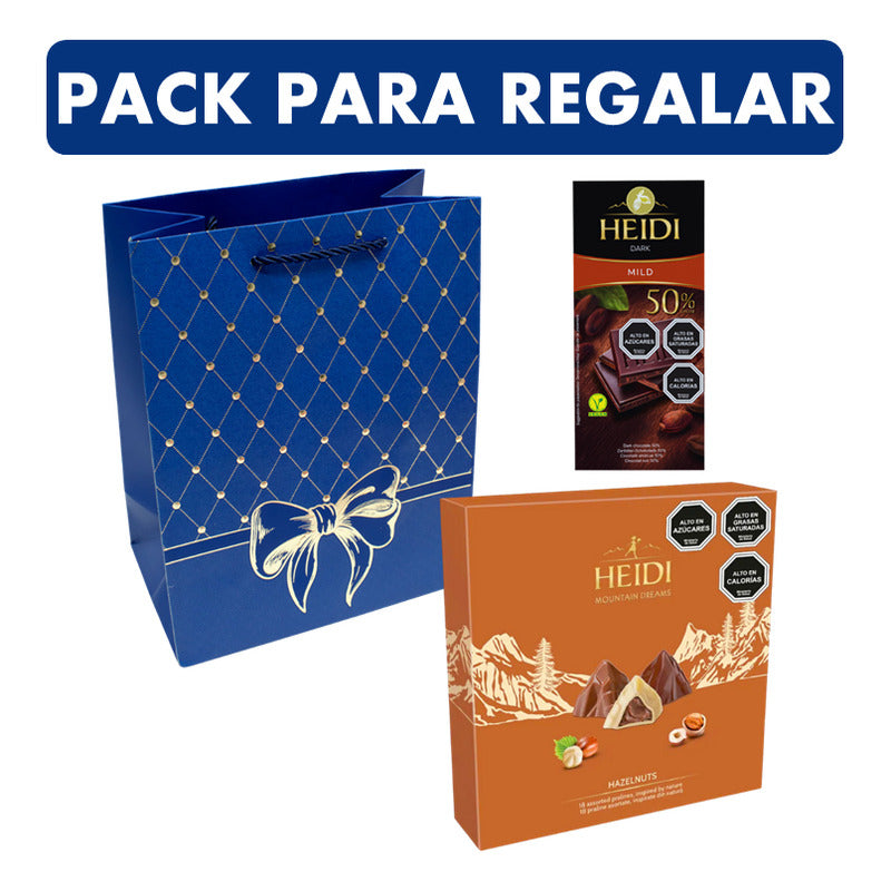 Pack Bombones Avellana Heidi + Chocolate 50% Cacao + Bolsa