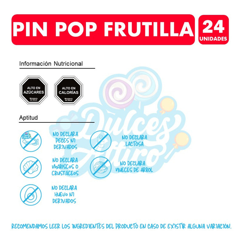 Coyac Pin Pop Frutilla Con Chicle - Ambrosoli(bolsa Con 24u)