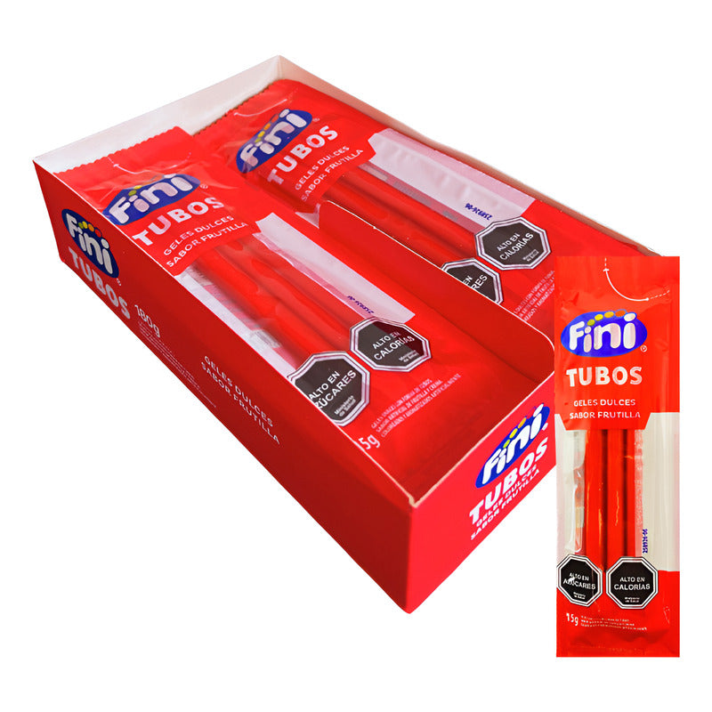 Gomitas Fini Tubos Sabor Frutilla (display 12 Unidades)