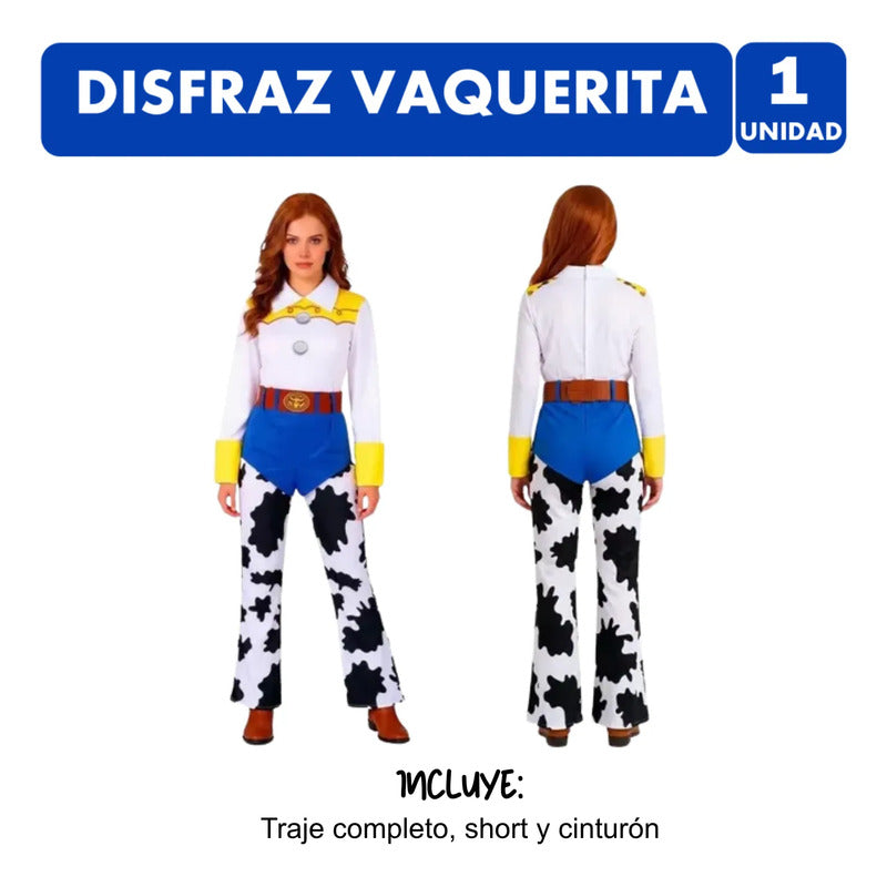 Traje Vaquerita Disfraz Para Adulta (escoge Tu Talla) Azul M