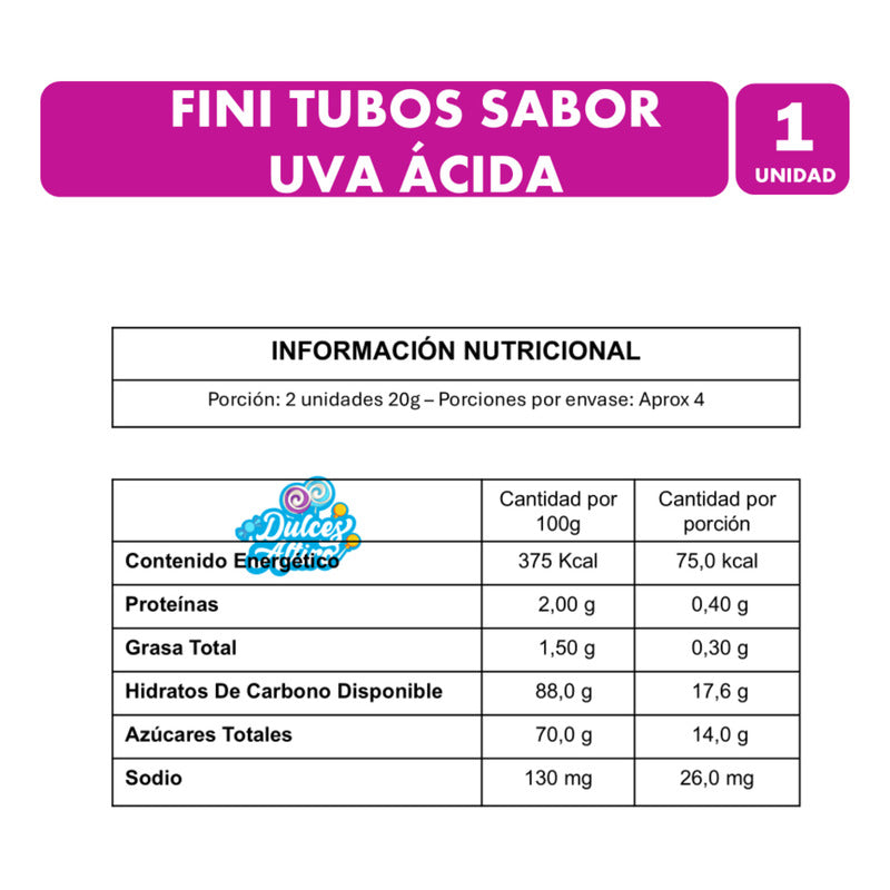 Tubos Fini Uva Acida - Tubos Morados Clásico (unitario)