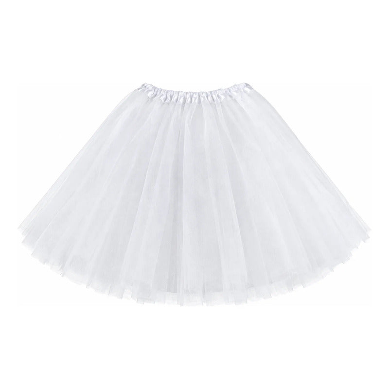 Falda Tutú Para Disfraz Mujer Color Blanco (40cm) Blanco Balerina S-m-l