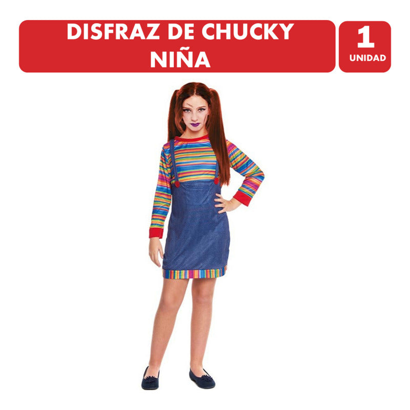 Disfraz Infantil Niña Muñeco Diabólico Especial Halloween Azul 7 - 9