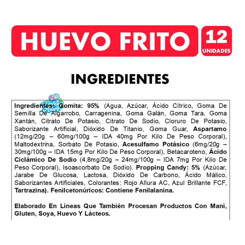 Gomitas En Forma De Huevo Frito Sabor Durazno (12 Unidades)