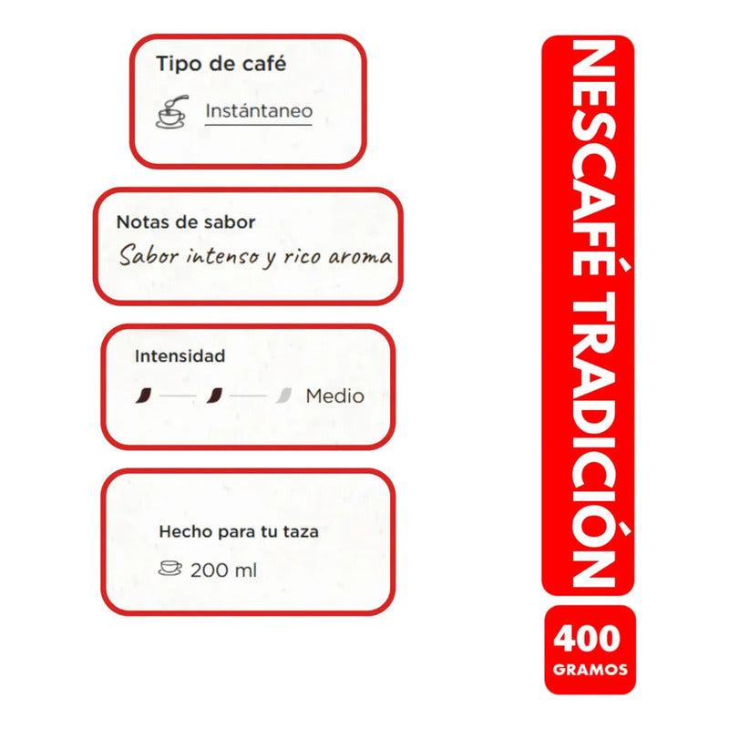 Nescafé Café Instantáneo Tradición Y Sabor Tarro 400g