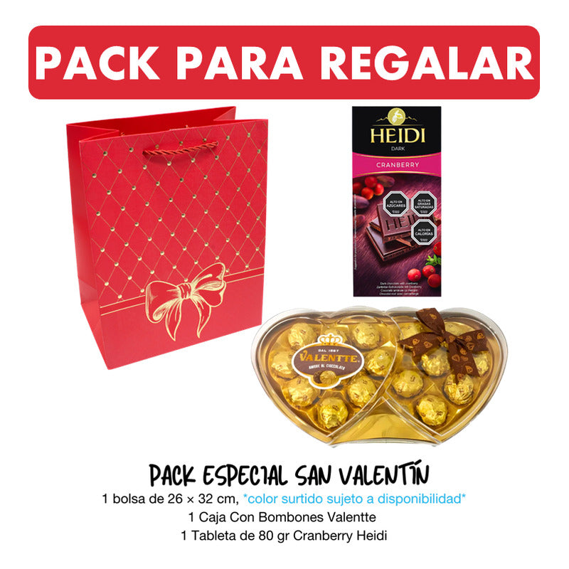 Pack Bombones Valentte + Chocolate Heidi + Bolsa De Regalo