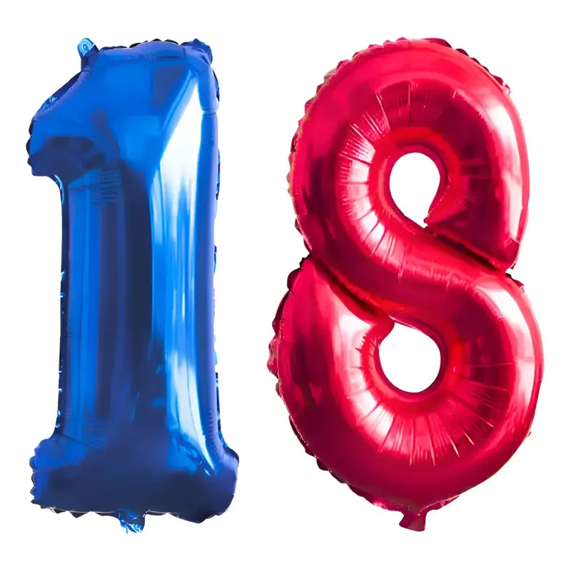 Globos Metalicos Número 1 Y 8  -  Especial Fiestas Patrias Rojo Y Azul