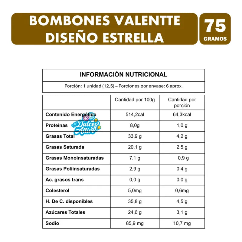 Bombones Valentte Diseño Estrella Especial Navidad
