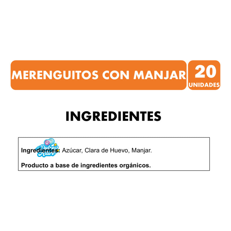 Merengues Con Manjar Artesanales (bandeja Con 20 Unidades)