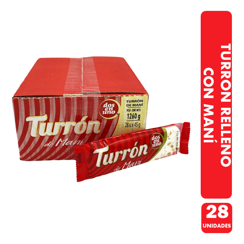 Turrón De Maní 45gramos - Dos En Uno (caja Con 28 Unidades)