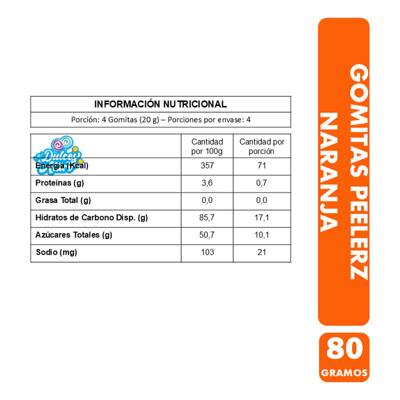 Gomitas Virales Peelerz Sabor Naranja Pelables Sin Gluten