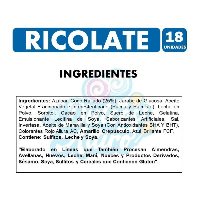 Ricolate Bañado En Chocolate Individual (caja Con 18 Uni)